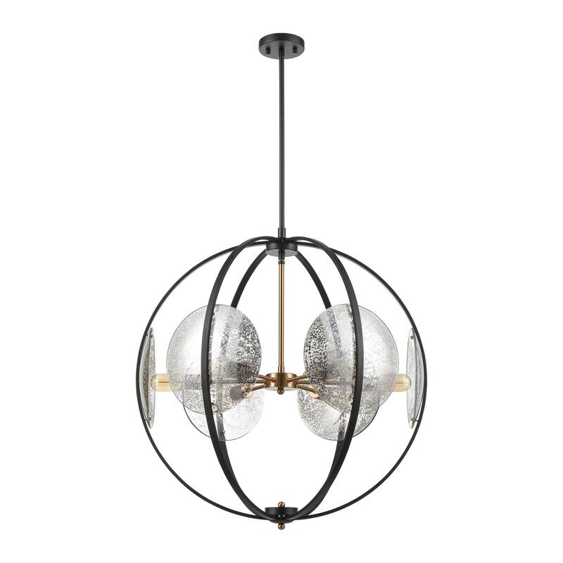 Elk Home Oriah Matte Black With Mercury Glass 6 Light Chandelier