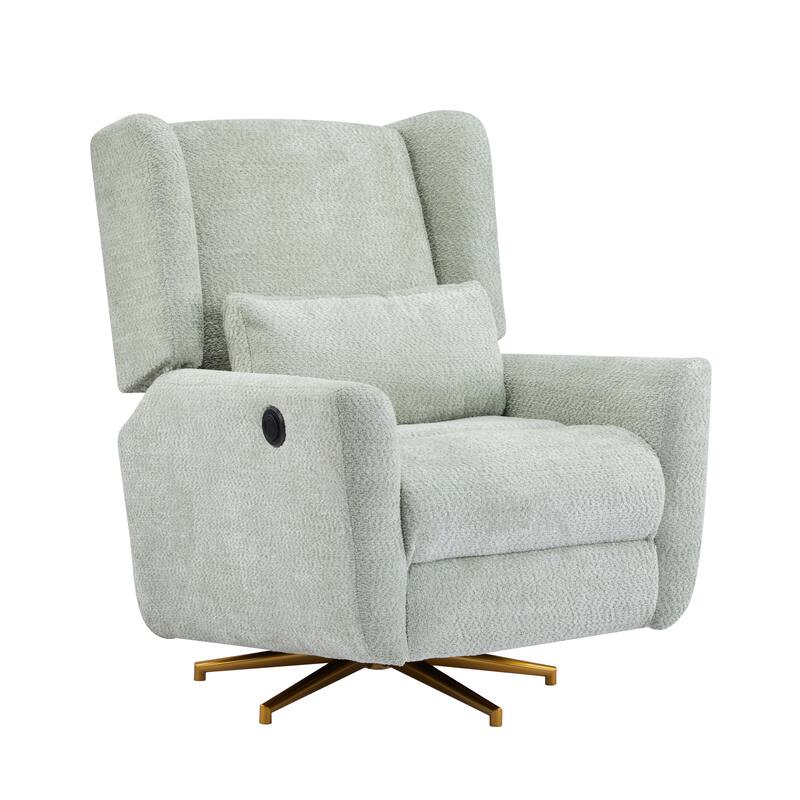 Boucle Fabric Power Recliner Chair, Swivel Armchair with Adjustable Backrest, Modern Swivel Recliner with Thick Cushion