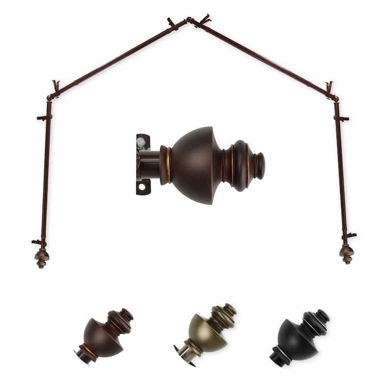 Black Curtain Rods & Hardware Set - Adjustable Rods with Finials - Modern Home Decor - 28 to 48 Inch - M
