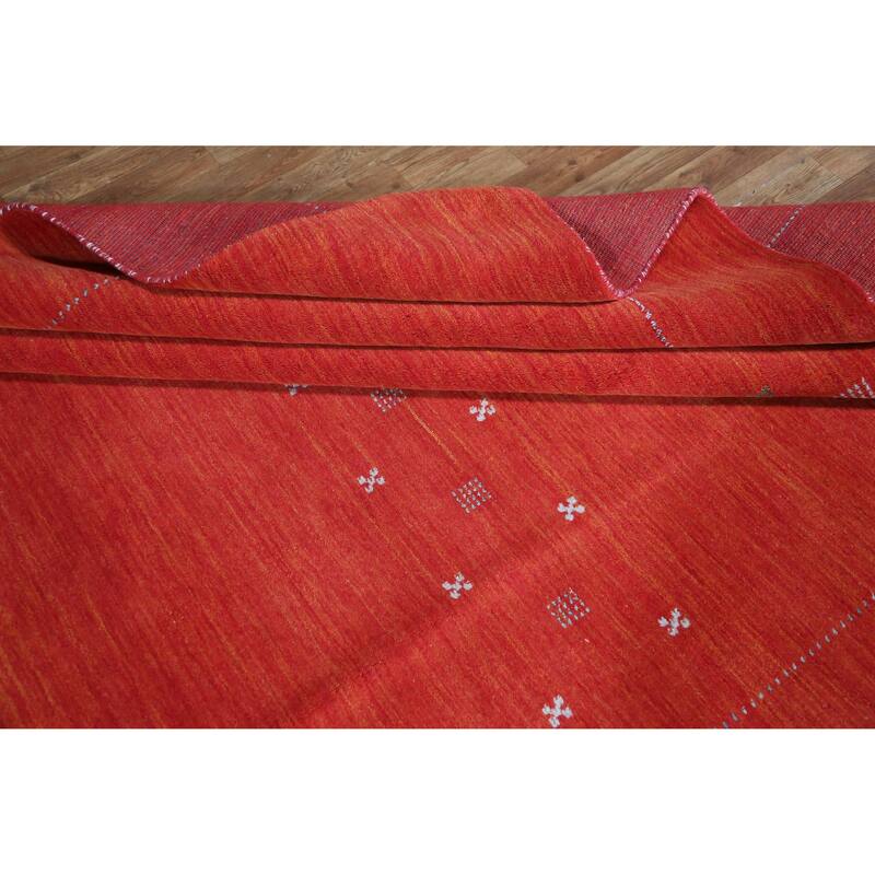 Hand Knotted Oriental 100% Wool Carpet Tribal Tribal Oranges & Rust Gabbeh Area Rug - 9' 7'' X 8' 3''