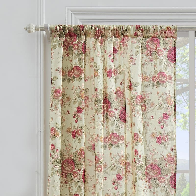 Greenland Home Fashions Antique Rose Extra Wide Curtains - 84-inch L Traditional Floral Curtain Panels (Set of 2)