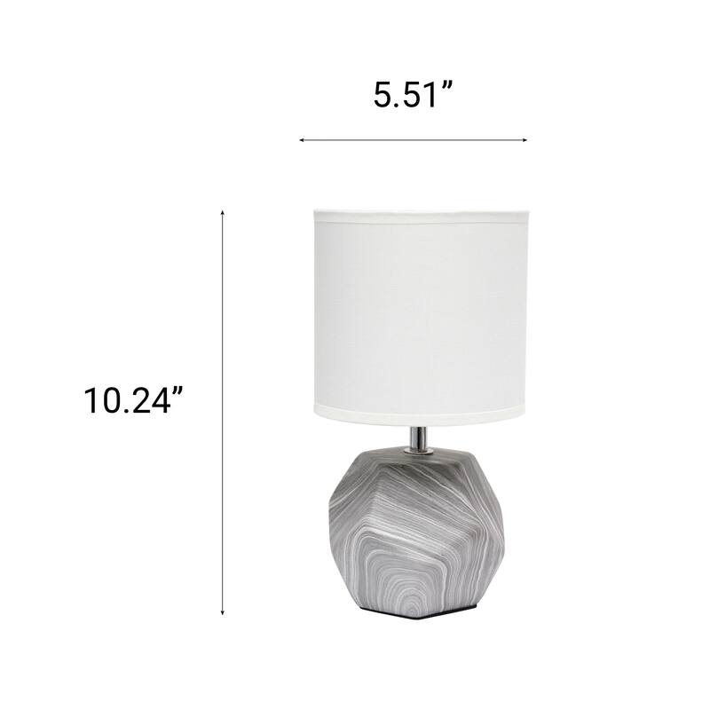 10.24" Modern Geometric Table Lamp with Ceramic Base and Fabric Shade for Bedroom or Office - 5.51"L x 5.51"W x 10.24"H - Marbled 