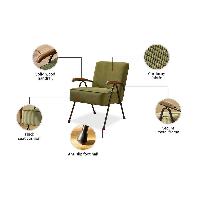 Modern Accent Chair High Back Armchair, Living Room Chairs with Metal Legs