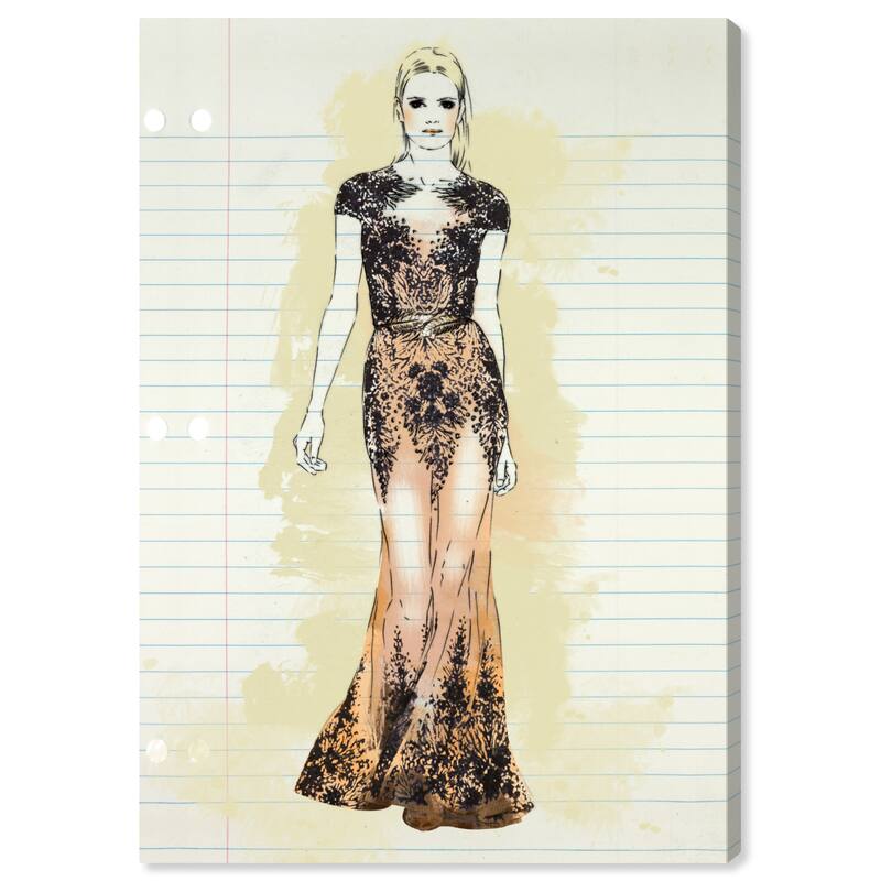 Wynwood Studio Canvas Fashion and Glam Fashion Illustration 5 Black and Light Yellow Glam Wall Art Canvas Print