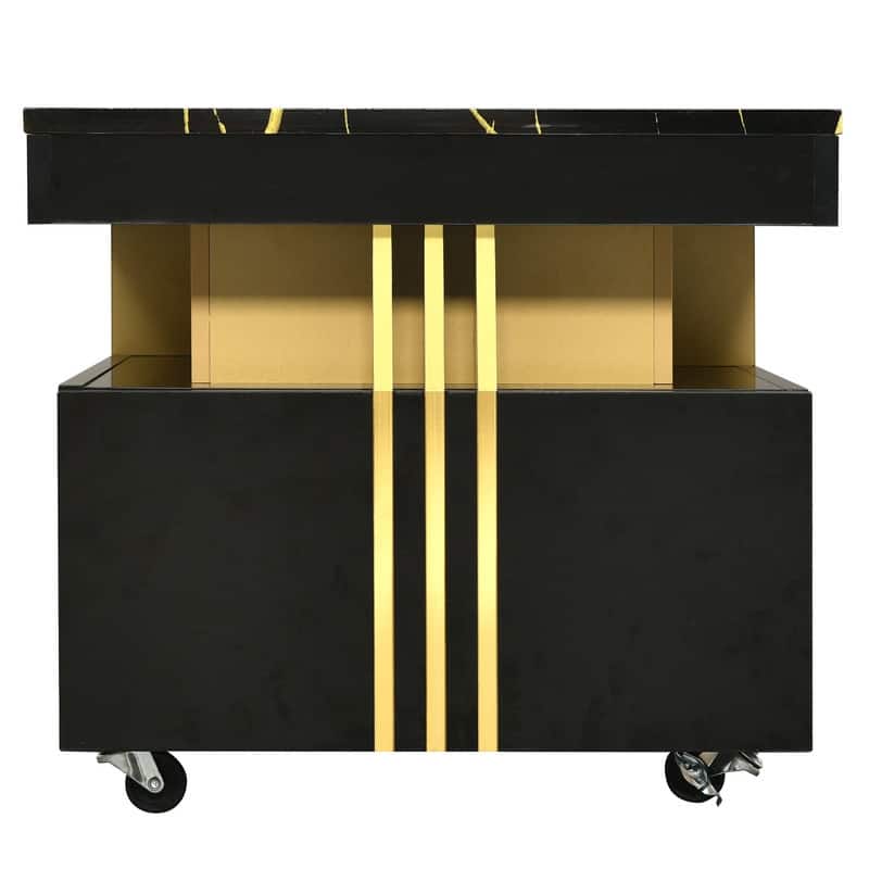 Modern/Luxury Wood Coffee Table For Living Room,Cocktail Table with Storage Drawers,Faux Marble Top