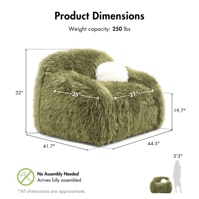 Furniture of America Cynra Modern 45-inch Faux Fur Swivel Arm Chair with Ball Pillow