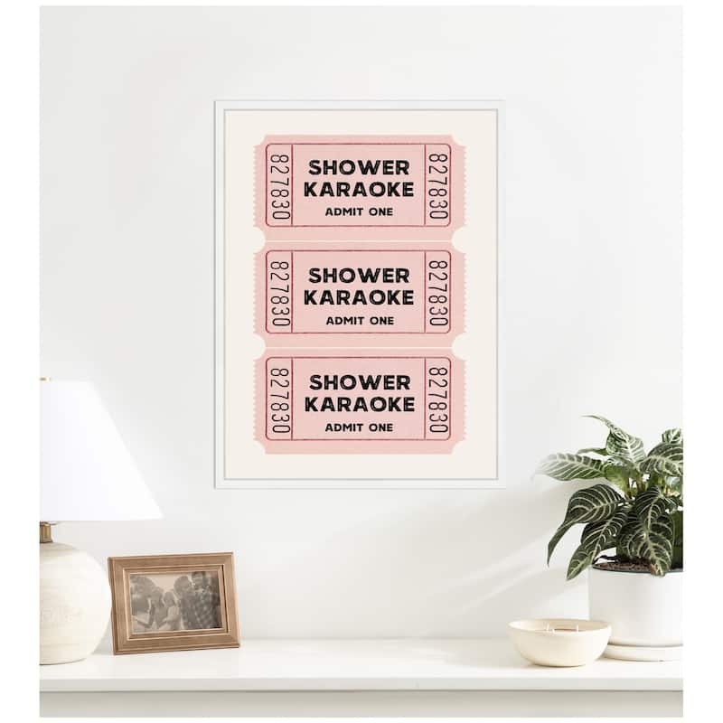 Kate and Laurel Shower Karaoke Tickets by Megan Ryan Framed Canvas Wall Art Print