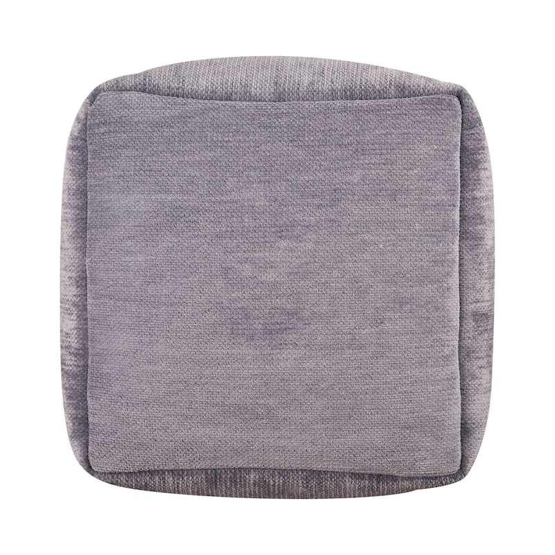 HomeRoots 18" Gray Chenille Cube Pouf Ottoman
