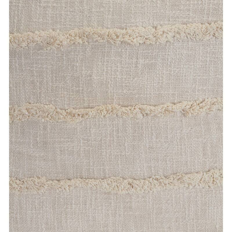 20" Ivory Overtufted Solid Square Throw Pillow