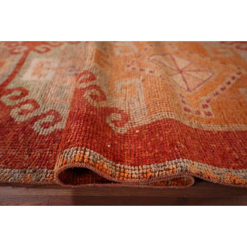 Orange Oushak Turkish Vintage Runner Rug Handmade Wool Carpet - 3'1"x 10'11"