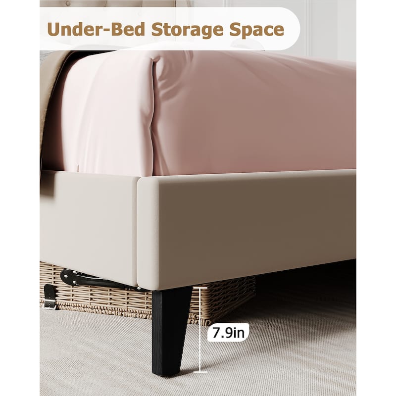 Bed Frame with Upholstered Headboard