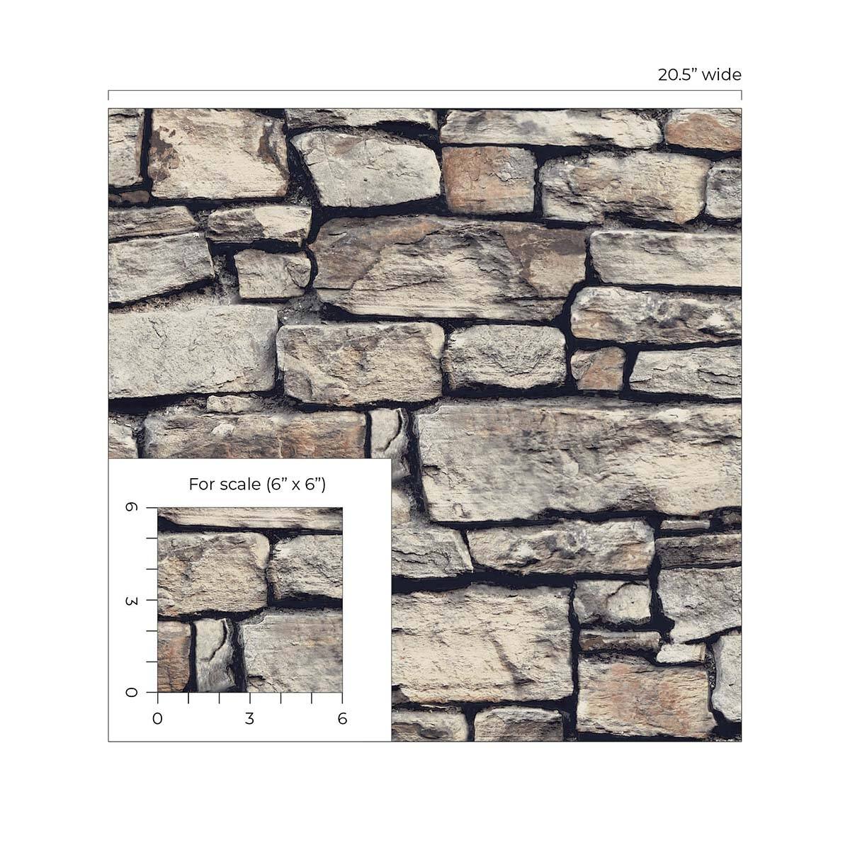 Arthouse Cornish Faux Stone Peel and Stick Wallpaper - Bed Bath