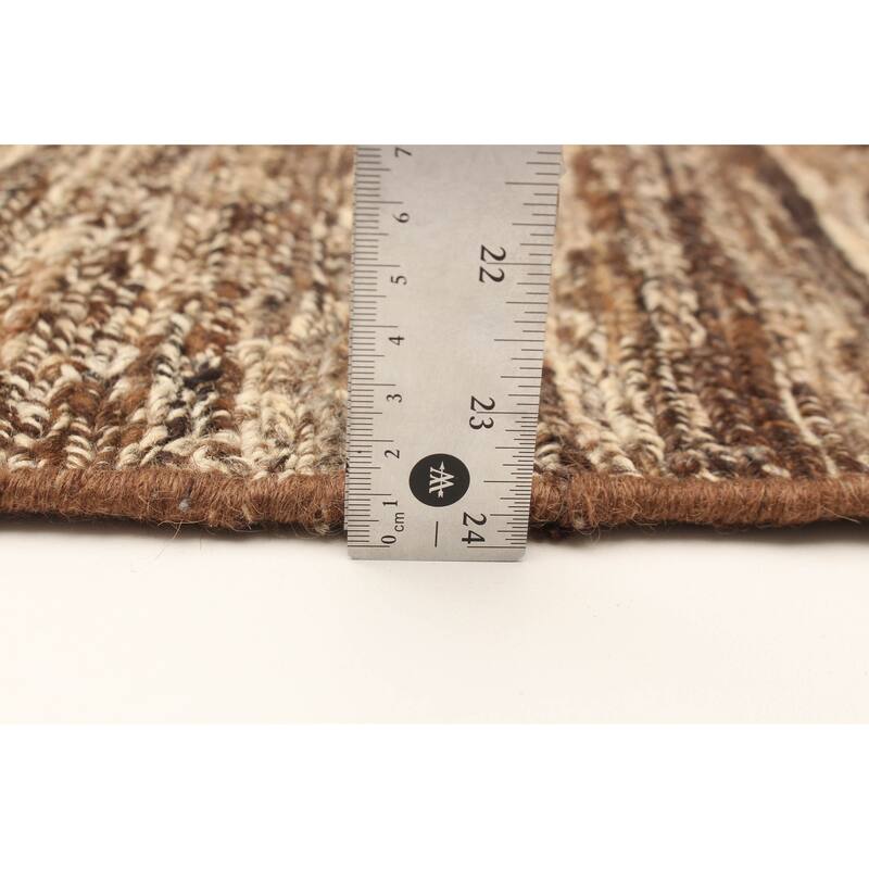 ECARPETGALLERY Flat-Weave Natural Brown Wool Tapestry Kilim - 2'7 x 9'2