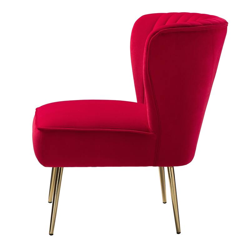 Monica Living Room Armless Accent Comfy Chair with Tufted Back and Metal Legs by HULALA HOME