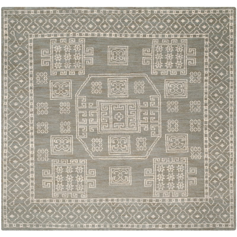 SAFAVIEH Hand-knotted Kenya Chizuru Southwestern Tribal Wool Rug - 7' Square - Grey