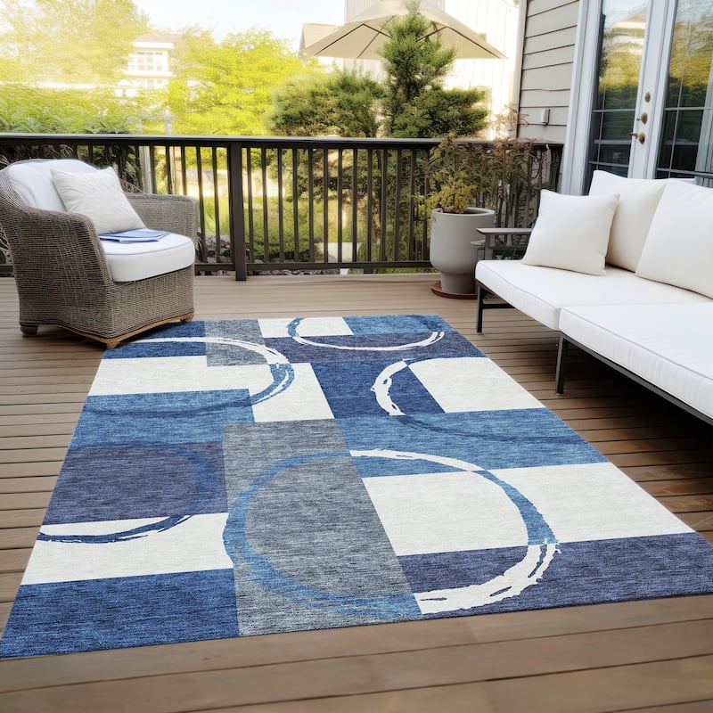 Machine Washable Indoor/ Outdoor Contemporary Chantille Rug
