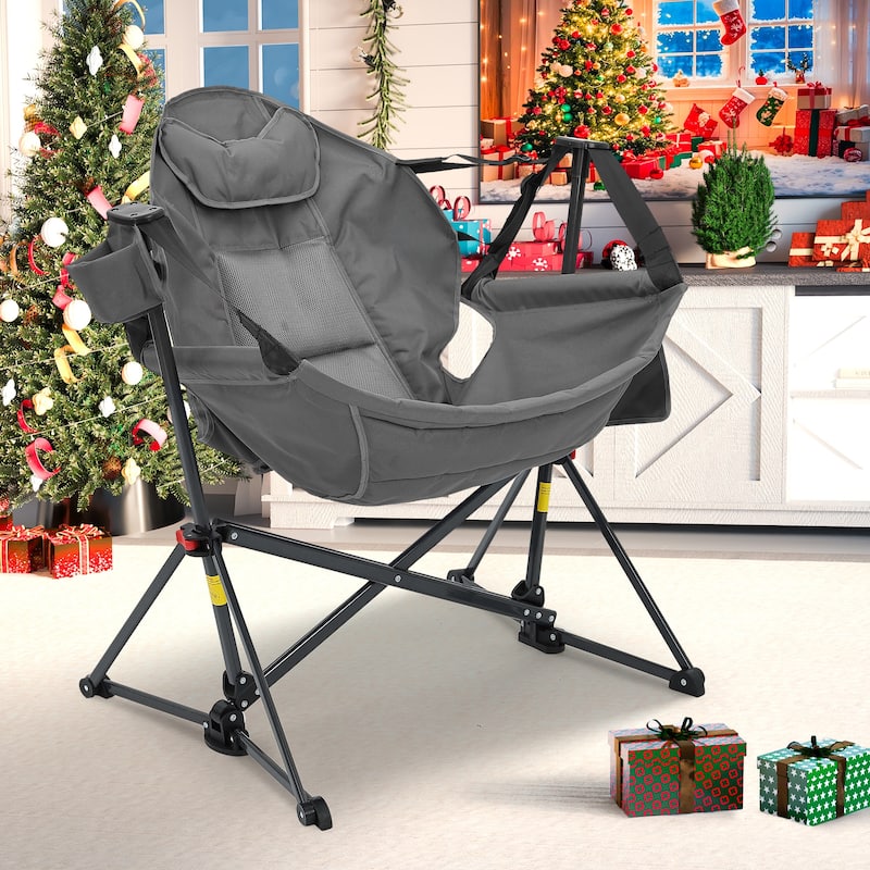 Hammock Camping Chair, Foldable Portable Rocking Chairs for Adults - Gray