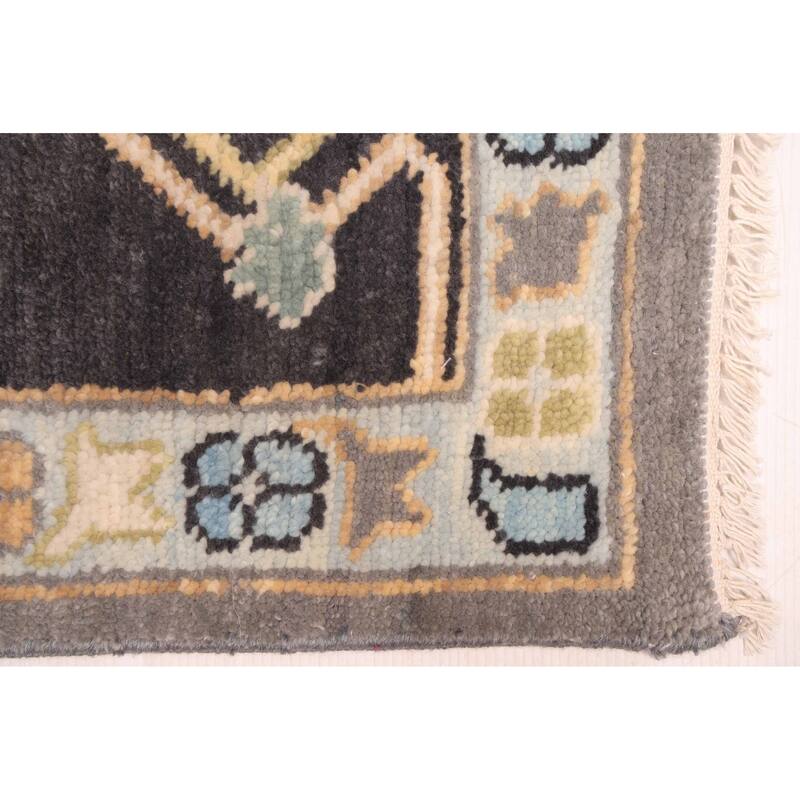 ECARPETGALLERY Hand-knotted Modern Oushak Dark Grey Wool Rug - 10'3 x 14'2