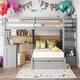 preview thumbnail 20 of 33, Modern Full Over Twin Bunk Bed With Desk,Drawers and Shelves,Storage-Savy Design