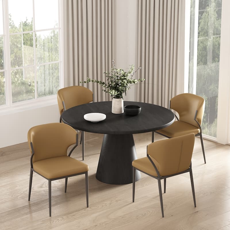 Manhattan Comfort Kirsten Camel Leatherette Dining Chair - Camel - Set of 4