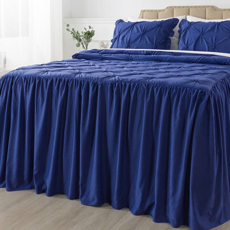 4/5 PCS Shabby Chic Farmhouse Style Ruffle Skirt Bedspread