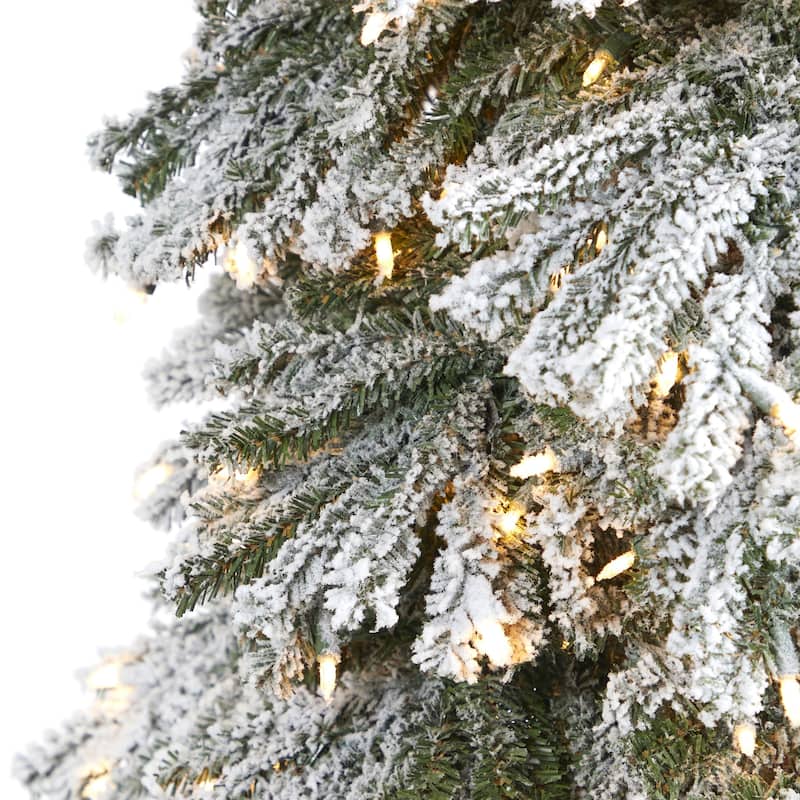 9' Pre-Lit Flocked Grand Alpine Artificial Christmas Tree, Clear Incandescent Lights - 9 Foot