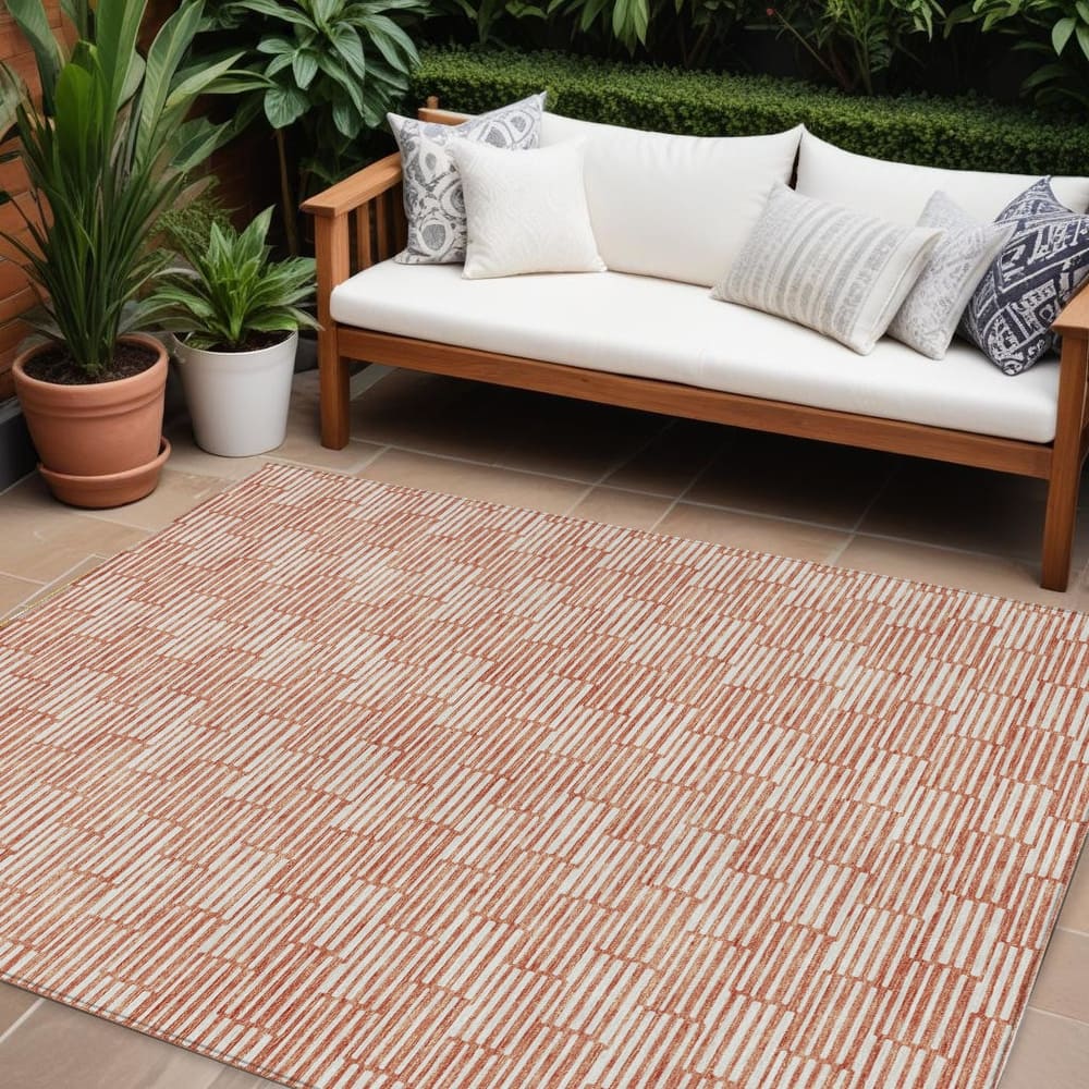 HomeRoots Geometric Transitional Rectangle Outdoor Rug