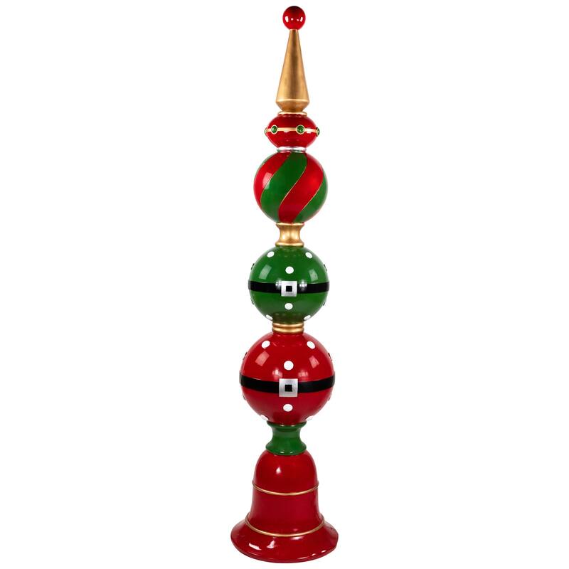 Ball Finial with Bell Base Commercial Size Christmas Decoration - 65" - Red and Green