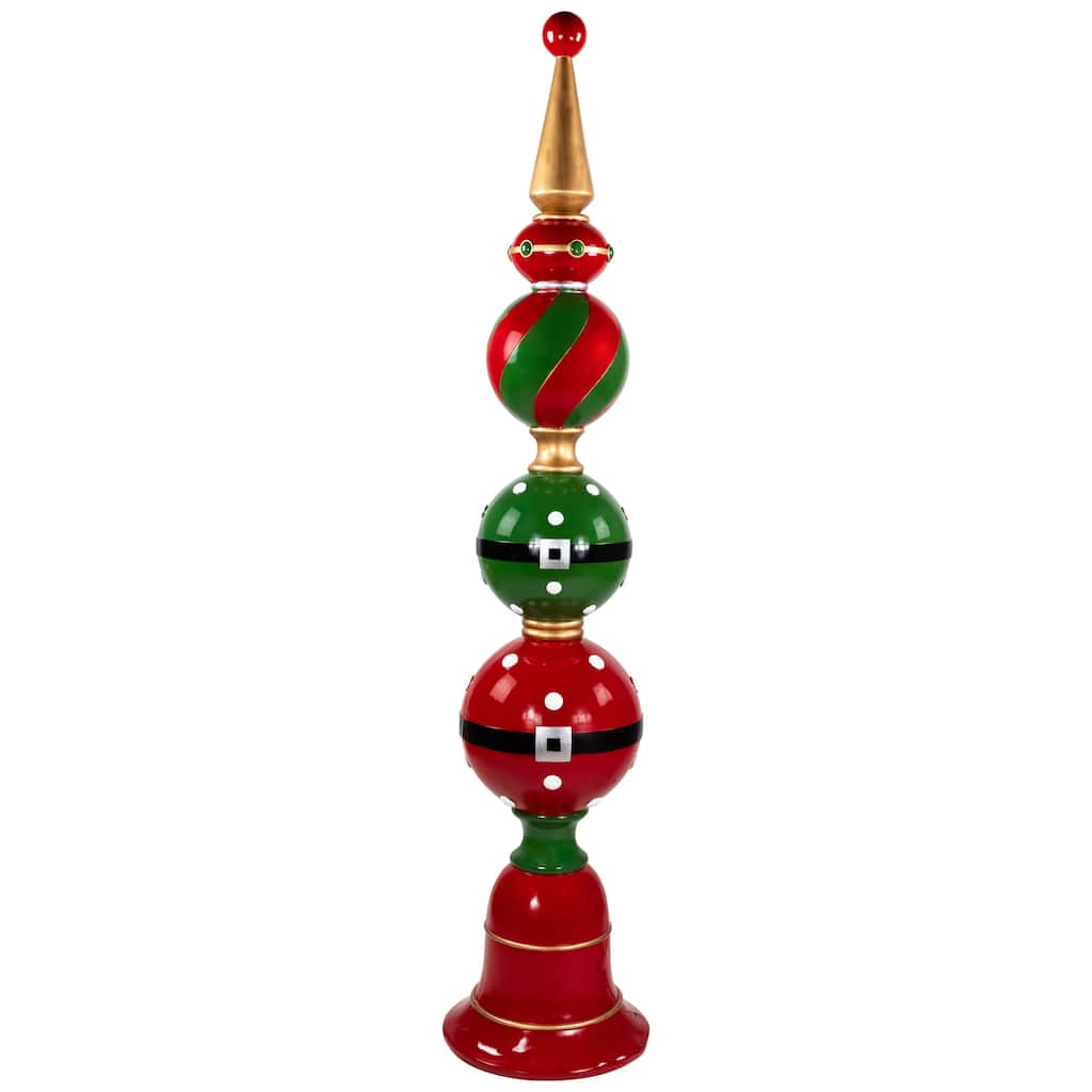 Ball Finial with Bell Base Commercial Size Christmas Decoration - 65" - Red and Green