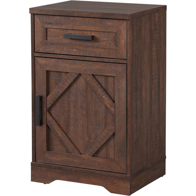 WAMPAT Nightstand with 1 Drawer&1 Door for Bedroom, Living Room