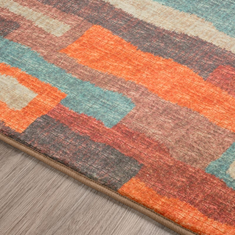 Indoor/ Outdoor Addison Bravado Abstract Striped Washable Area Rug