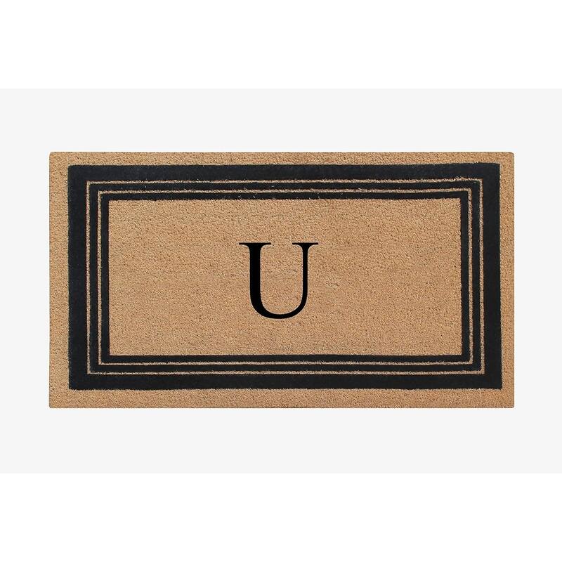 A1HC Natural Coir Monogrammed Entrance Door Mats Flock Doormat 24"X39" - U