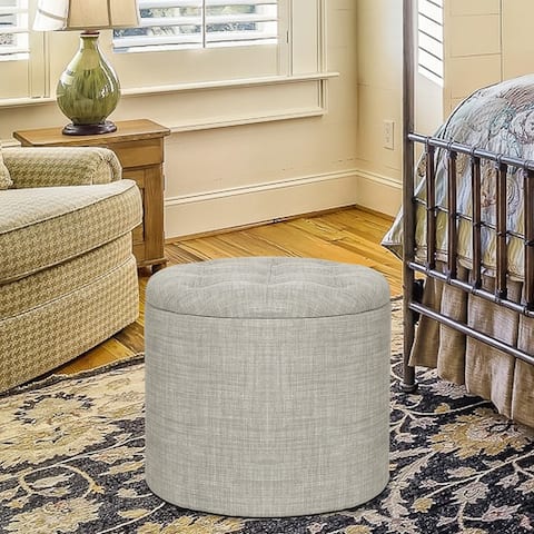 Adeco Round Footstool with Removable Lid Footrest Storage Ottomans