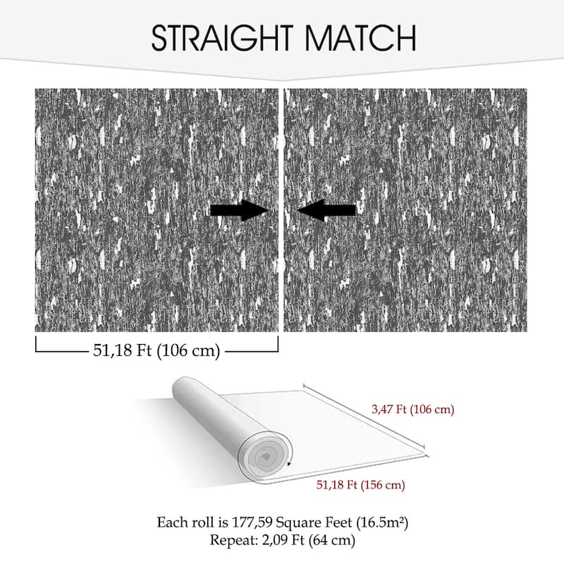 SUSSEXHOME Removable Wallpaper-Waterproof, Strippable, Light Resistance & Cleanable Wall Paper Roll-Wallpaper-Concrete