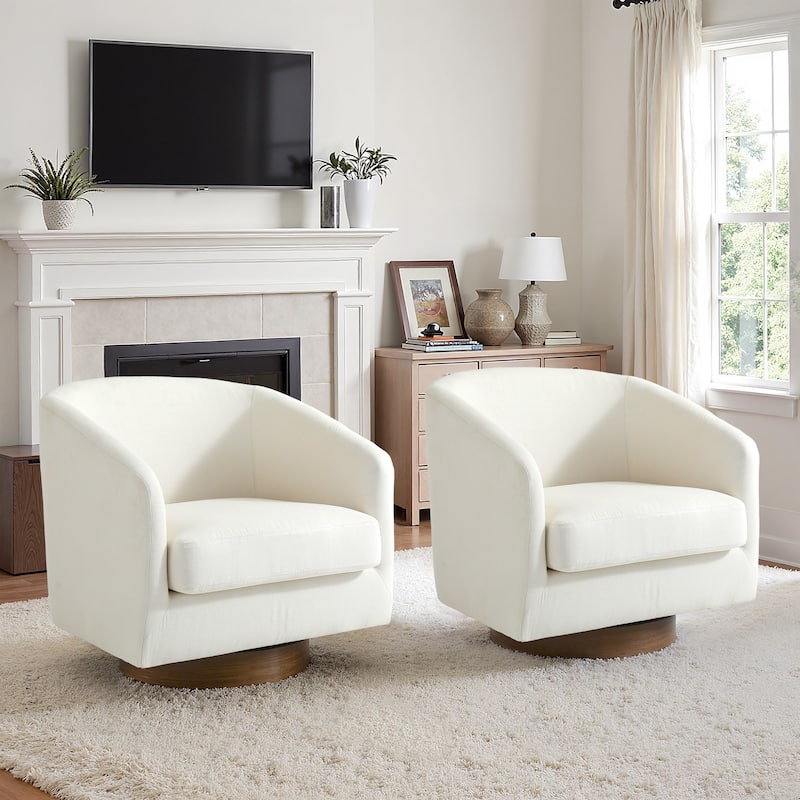 Modern Linen Chenille 360°Swivel Barrel Chair