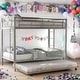 preview thumbnail 20 of 25, Modern Twin Over Twin Bunk Bed With Trundle,Two Ladders,Durable Metal Frame,