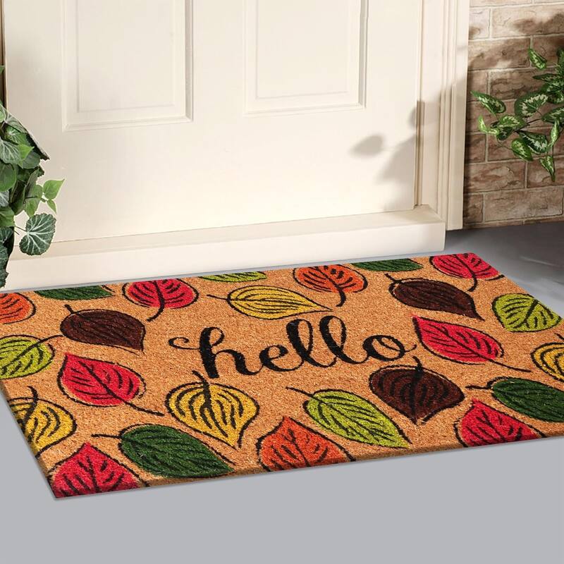 A1HC Natural Coco Coir Door Mat with Heavy Duty Non-Slip PVC Backing - 18" x 30" - Easy to Clean