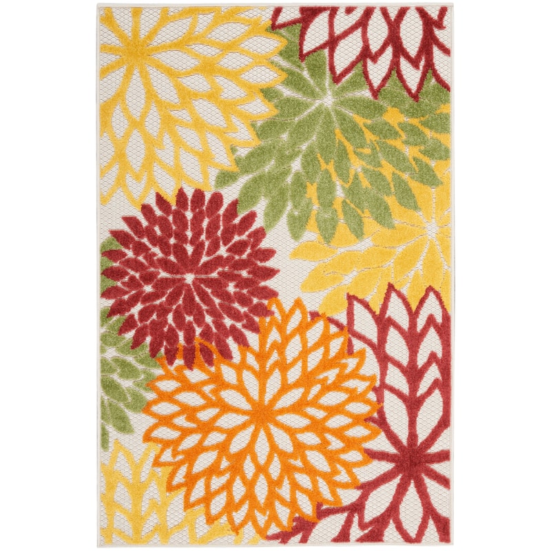 Nourison Aloha Floral Modern, Indoor/Outdoor Area Rug - 2'8" x 4' - Red/Multi/Colored