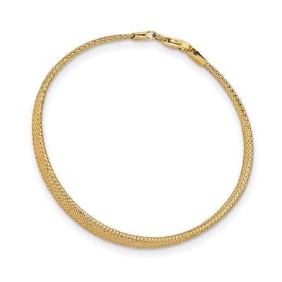 Curata 10k Yellow Gold 7" 6.92mm Stretch Mesh Graduated Bracelet