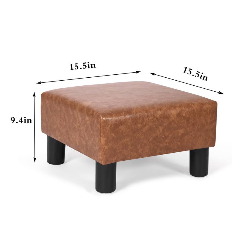 Adeco Footstool Ottoman PU Leather Footrest Modern Square Stool