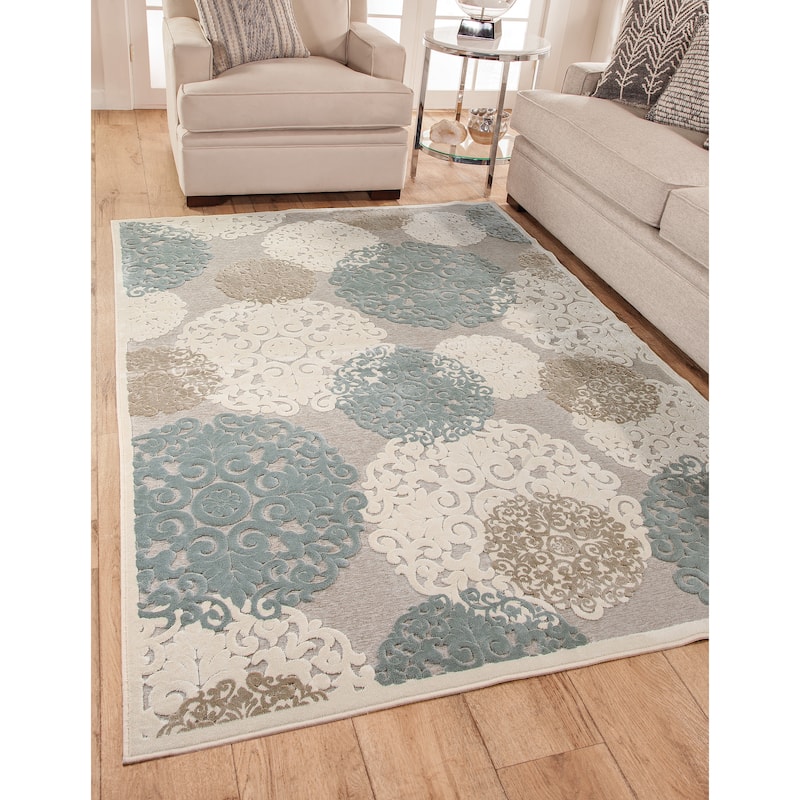 Declan Grey/Tan/Ivory Area Rug - 9' x 12'