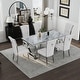 preview thumbnail 52 of 193, 65 inch Faux Marble Dining Table Set with Boucle Dining Chairs