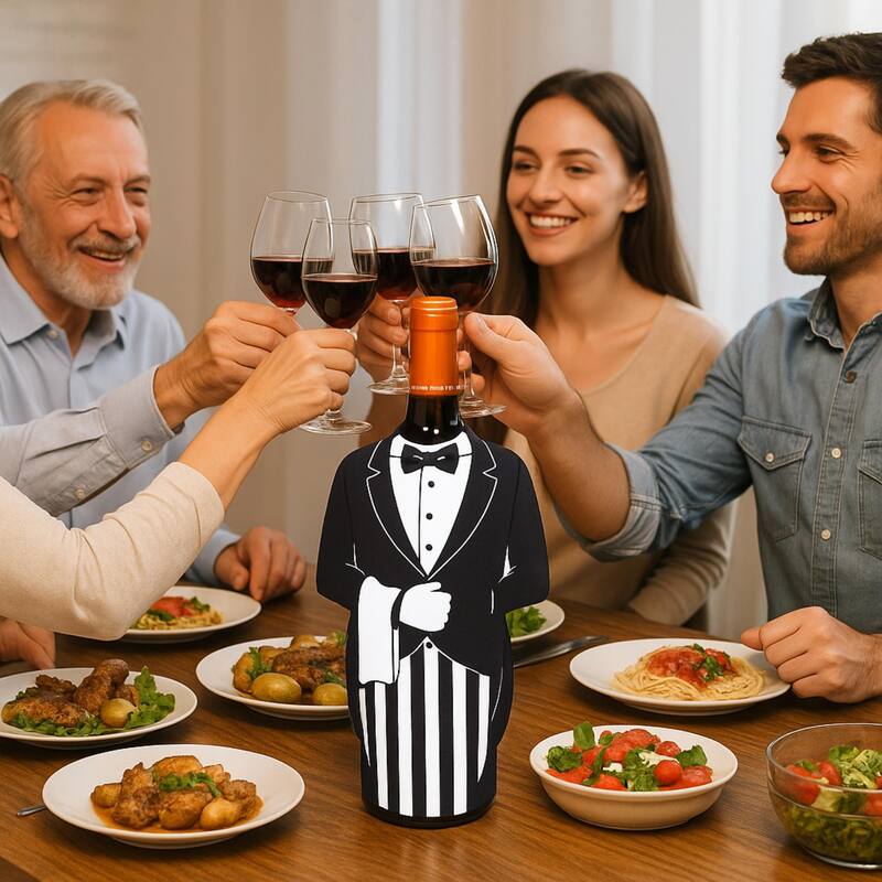 Creative Home Neoprene Butler Shape Single Wine Bottle Cover Jacket, Wine Chiller Jacket