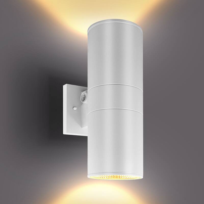 Luxrite Dusk to Dawn LED Outdoor Wall Light 12 in. 3CCT Wall Sconce 18/24/30W Dimmable IP65 ETL - Color Selectable 3000/4000/5000
