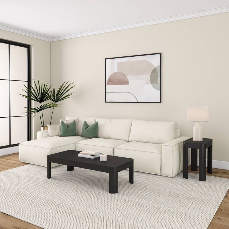 Plank and Beam Contour Curved Rectangular Coffee Table - 54"