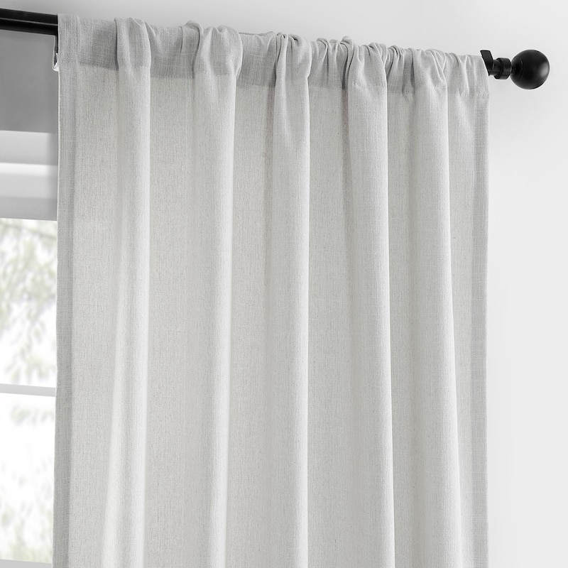 Exclusive Fabrics Basic Faux Linen Curtain Pair - 2 Panels - Light Filtering Window Curtains
