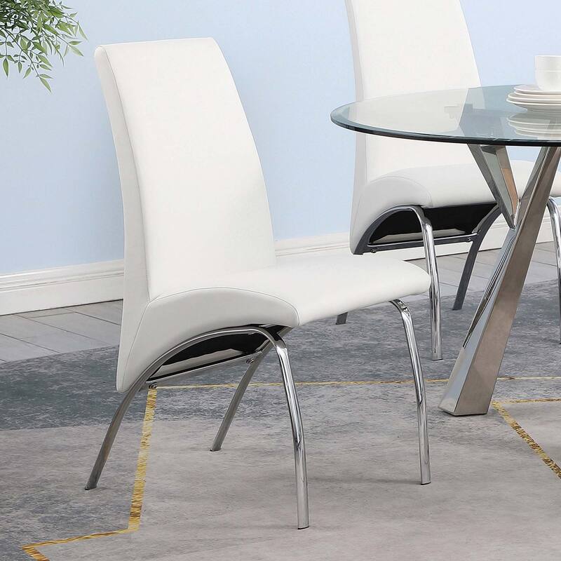 Set of 2 Leatherette Upholstered Side Chairs - White