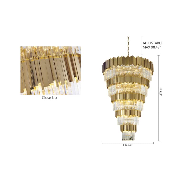 Transitional 60-Light Gold Chandelier With Clear Crystal Accents ...