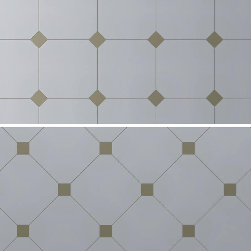 Merola Tile Vaudeville Octagon Humo with Taco Oliva 7-7/8" x 7-7/8" Porcelain Floor and Wall Tile
