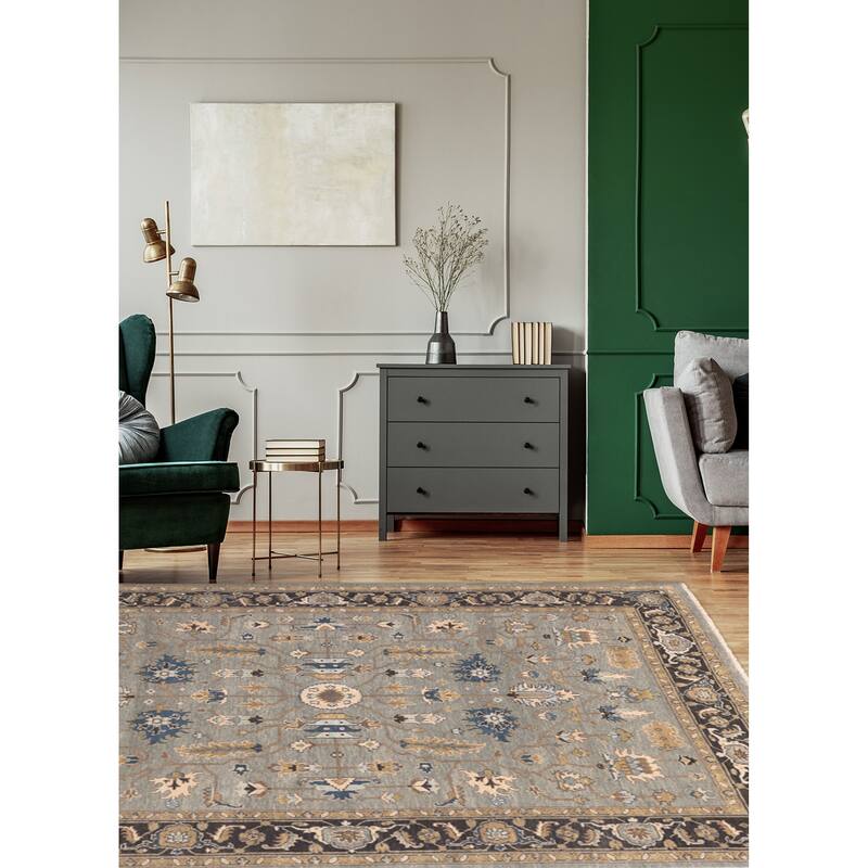 ECARPETGALLERY Hand-knotted Finest Agra Jaipur Teal Wool Rug - 9'6 x 13'4